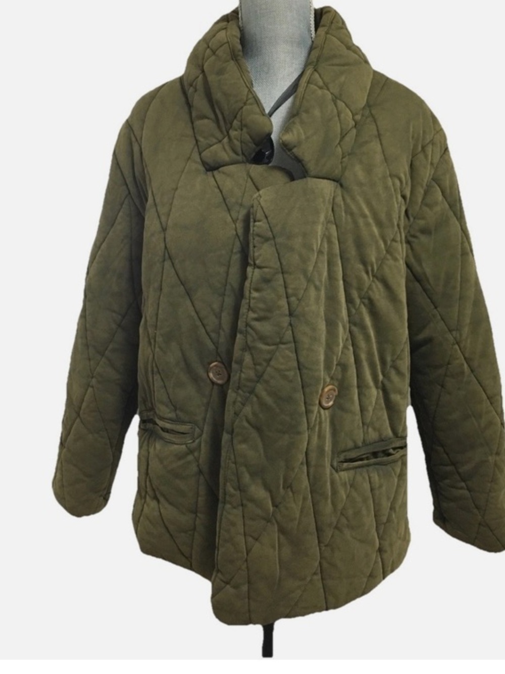 Free People Tawny Puffer Quilted Olive Jacket 
Size XS